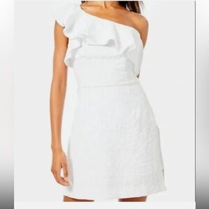 Lilly Pulitzer Cream Textured One Shoulder Romper Dress